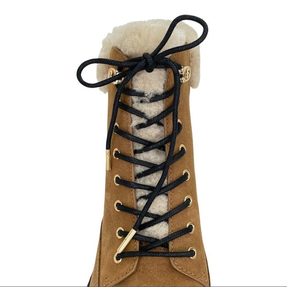 Coach Lorimer Suede Sheep Fur Trim Womens Ankle Boots in Tan - Picture 15 of 16